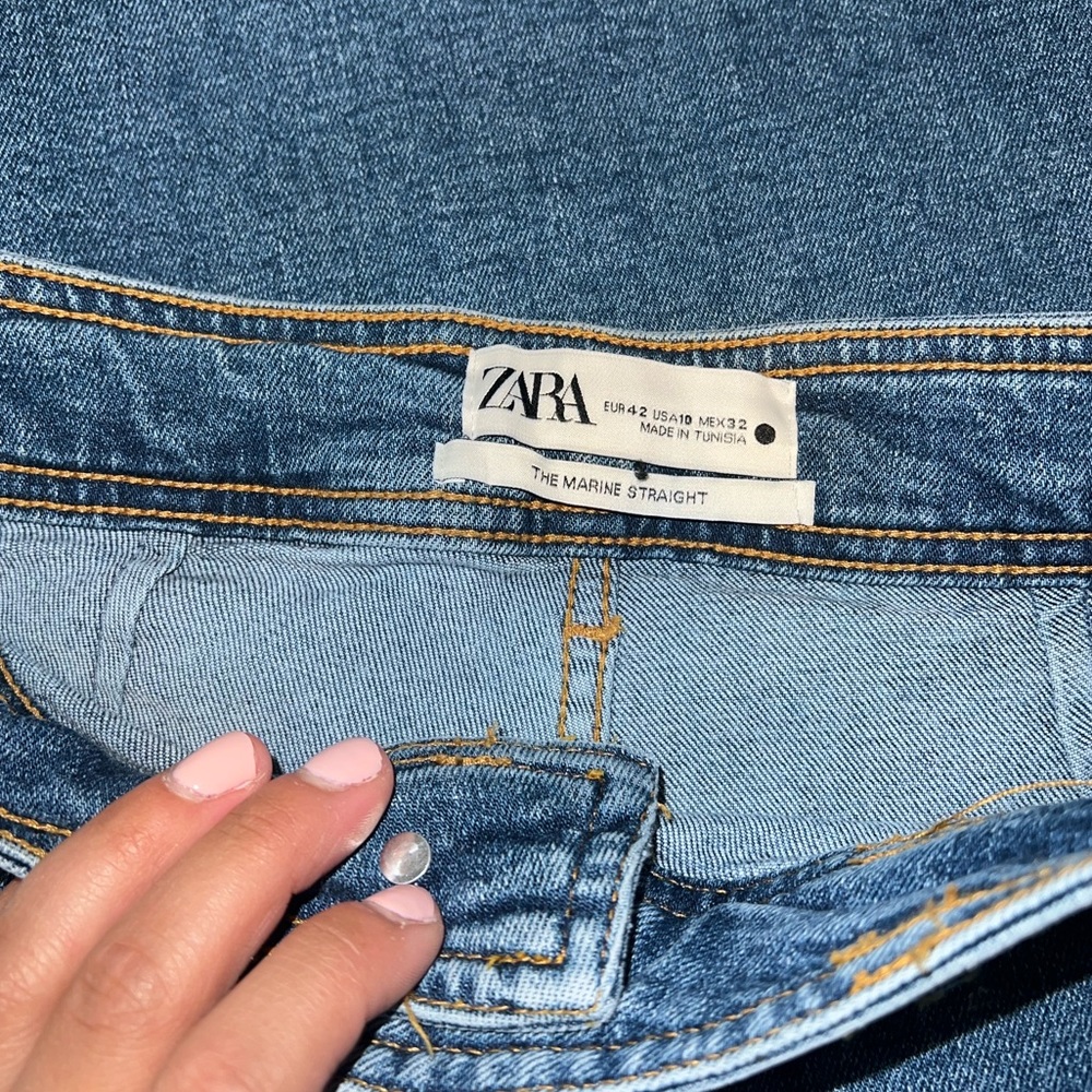 Zara Medium Wash Wide/Straight Leg Jeans